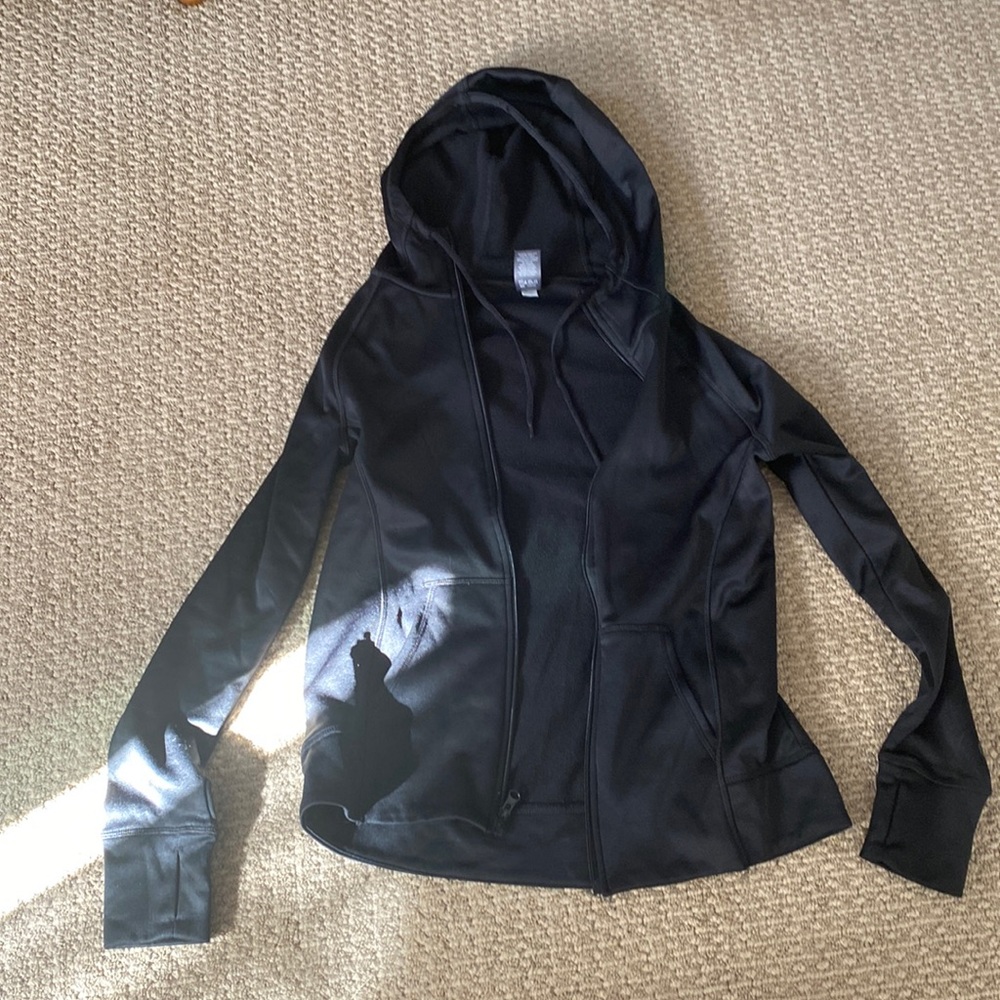 Black champion hoodie, fleece inside